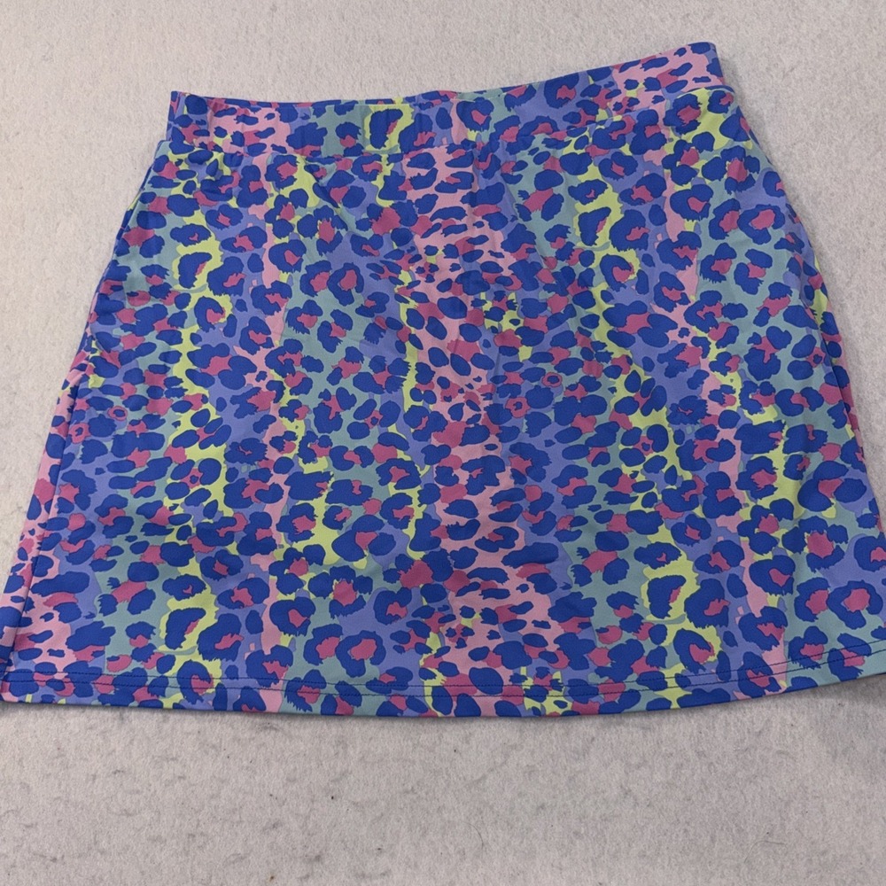 Banana Boat Skort Womens XL Blue A Line Mini Skirt Stretch Leopard Print Athleti